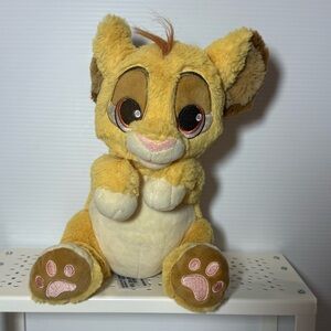 Disney Babies Simba Lion King Plush Yellow Sitting Stuffed Animal Cat 9"